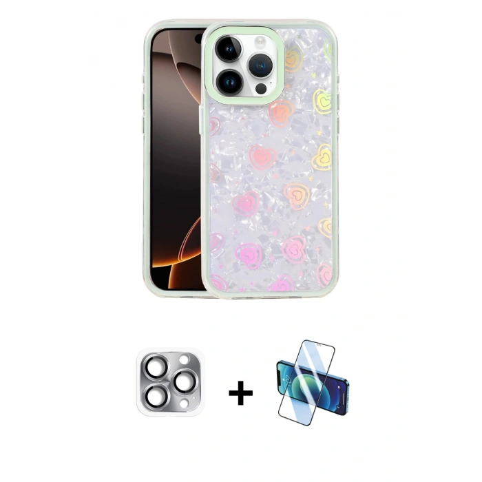 MARSİLYAN™- iPhone 16 Pro Max Kılıf Odak Prime - Siyah 3D Antistatik Seramik Nano Ekran Koruyucu + Pers Alüminyum Kamera Lens - GI