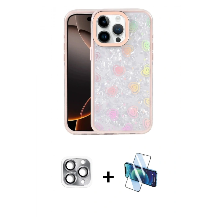 MARSİLYAN™- iPhone 16 Pro Max Kılıf Odak Prime - Siyah 3D Antistatik Seramik Nano Ekran Koruyucu + Pers Alüminyum Kamera Lens - GI