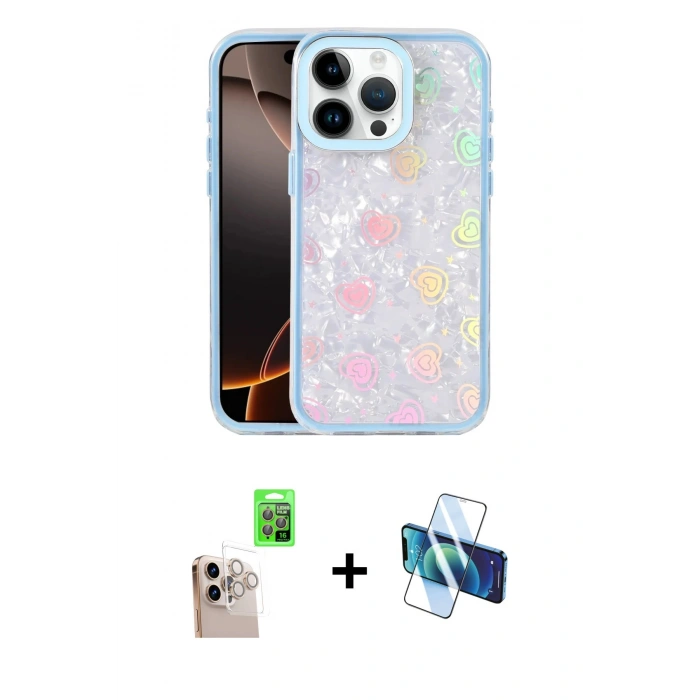 MARSİLYAN™- iPhone 16 Pro Max Kılıf Odak Prime - Siyah 3D Antistatik Seramik Nano Ekran Koruyucu + Raze Metal Kamera Lens - NLGY