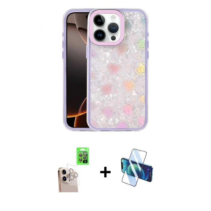 MARSİLYAN™- iPhone 16 Pro Max Kılıf Odak Prime - Siyah 3D Antistatik Seramik Nano Ekran Koruyucu + Raze Metal Kamera Lens - NLGY