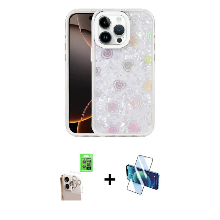 MARSİLYAN™- iPhone 16 Pro Max Kılıf Odak Prime - Siyah 3D Antistatik Seramik Nano Ekran Koruyucu + Raze Metal Kamera Lens - NLGY