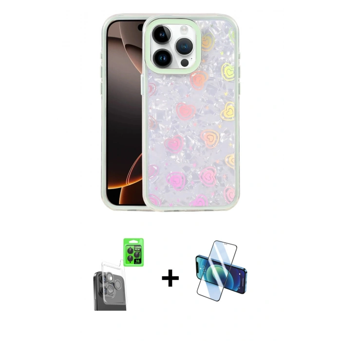 MARSİLYAN™- iPhone 16 Pro Max Kılıf Odak Prime - Siyah 3D Antistatik Seramik Nano Ekran Koruyucu + Raze Metal Kamera Lens - SH