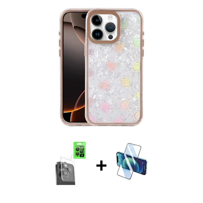 MARSİLYAN™- iPhone 16 Pro Max Kılıf Odak Prime - Siyah 3D Antistatik Seramik Nano Ekran Koruyucu + Raze Metal Kamera Lens - SH