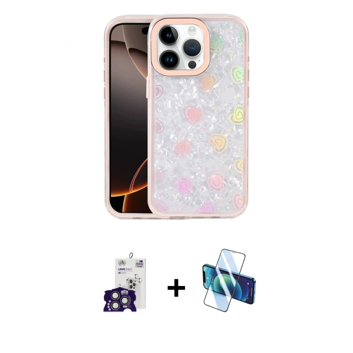 MARSİLYAN™- iPhone 16 Pro Max Kılıf Odak Prime - Siyah 3D Antistatik Seramik Nano Ekran Koruyucu + Bilvis Titan Kamera Lens - TMGI