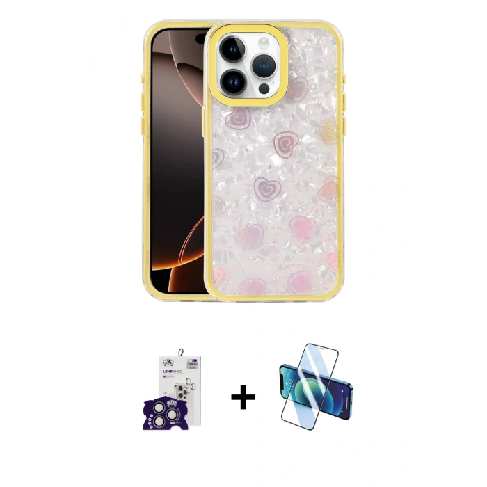 MARSİLYAN™- iPhone 16 Pro Max Kılıf Odak Prime - Siyah 3D Antistatik Seramik Nano Ekran Koruyucu + Bilvis Titan Kamera Lens - TMGI