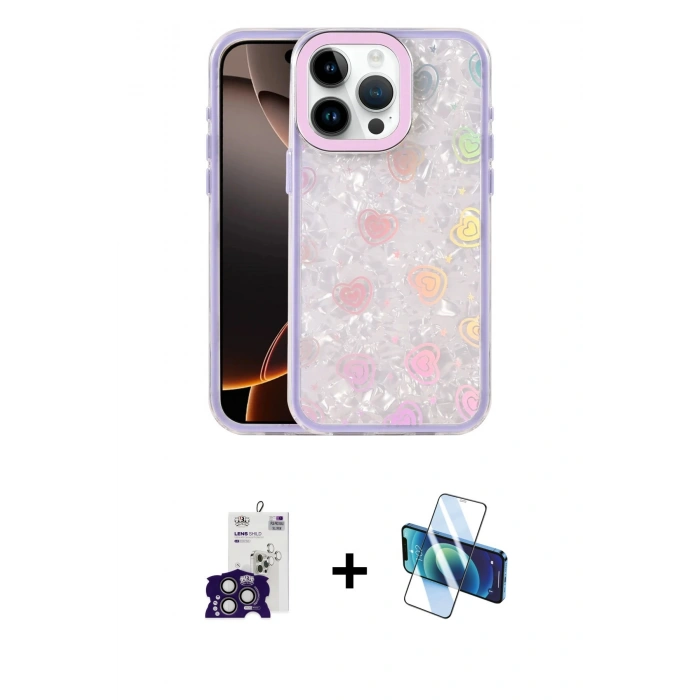 MARSİLYAN™- iPhone 16 Pro Max Kılıf Odak Prime - Siyah 3D Antistatik Seramik Nano Ekran Koruyucu + Bilvis Titan Kamera Lens - TMGI