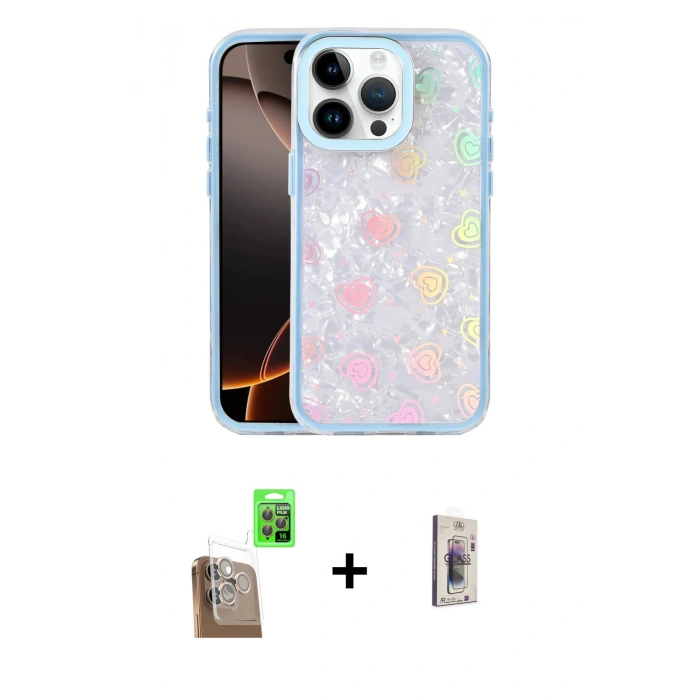 MARSİLYAN™- iPhone 16 Pro Max Kılıf Odak Prime - Siyah Bilvis 3D Cam Ekran Koruyucu + Raze Metal Kamera Lens - CLTM