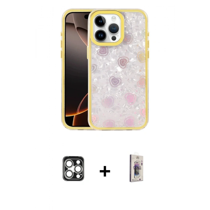 MARSİLYAN™- iPhone 16 Pro Max Kılıf Odak Prime - Siyah Bilvis 3D Cam Ekran Koruyucu + PVD Metal Kamera Lens - GS