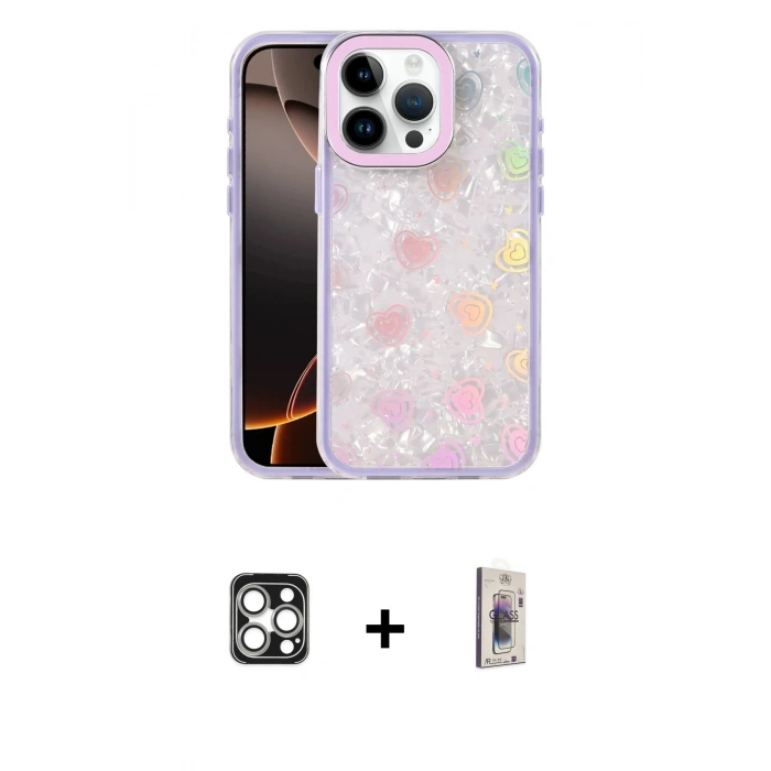 MARSİLYAN™- iPhone 16 Pro Max Kılıf Odak Prime - Siyah Bilvis 3D Cam Ekran Koruyucu + PVD Metal Kamera Lens - GS