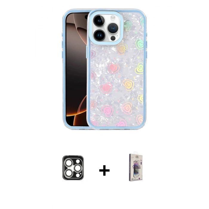 MARSİLYAN™- iPhone 16 Pro Max Kılıf Odak Prime - Siyah Bilvis 3D Cam Ekran Koruyucu + PVD Metal Kamera Lens - GS