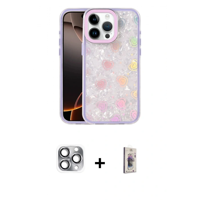 MARSİLYAN™- iPhone 16 Pro Max Kılıf Odak Prime - Siyah Bilvis 3D Cam Ekran Koruyucu + Pers Alüminyum Kamera Lens - GI