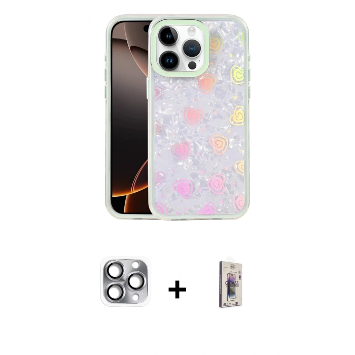 MARSİLYAN™- iPhone 16 Pro Max Kılıf Odak Prime - Siyah Bilvis 3D Cam Ekran Koruyucu + Pers Alüminyum Kamera Lens - GI