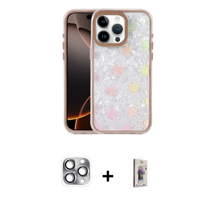 MARSİLYAN™- iPhone 16 Pro Max Kılıf Odak Prime - Siyah Bilvis 3D Cam Ekran Koruyucu + Pers Alüminyum Kamera Lens - GI