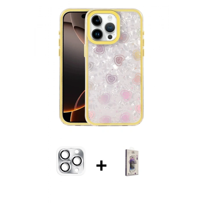 MARSİLYAN™- iPhone 16 Pro Max Kılıf Odak Prime - Siyah Bilvis 3D Cam Ekran Koruyucu + Pers Alüminyum Kamera Lens - GS