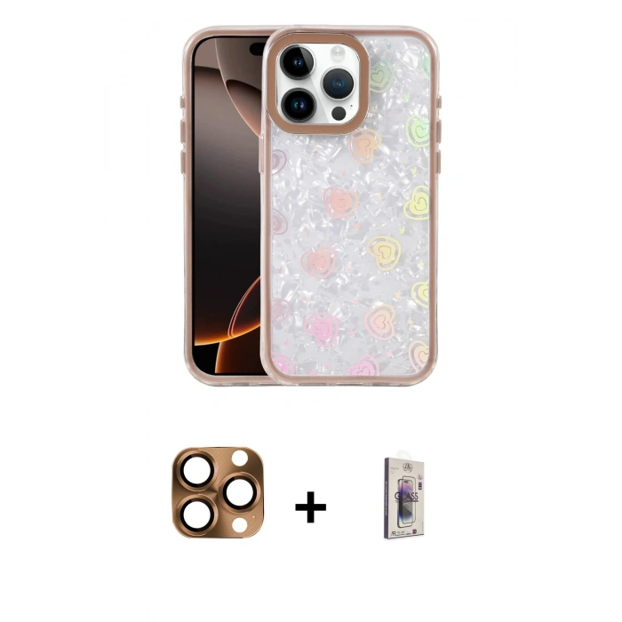 MARSİLYAN™- iPhone 16 Pro Max Kılıf Odak Prime - Siyah Bilvis 3D Cam Ekran Koruyucu + Pers Alüminyum Kamera Lens - CLTM