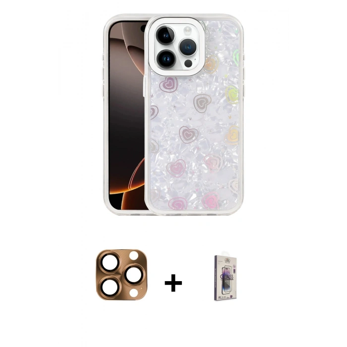 MARSİLYAN™- iPhone 16 Pro Max Kılıf Odak Prime - Siyah Bilvis 3D Cam Ekran Koruyucu + Pers Alüminyum Kamera Lens - CLTM