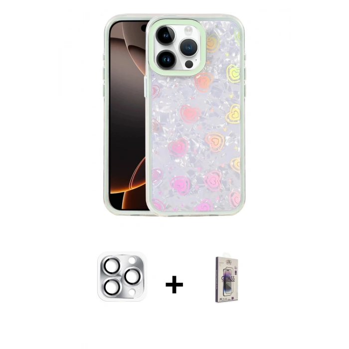 MARSİLYAN™- iPhone 16 Pro Max Kılıf Odak Prime - Siyah Bilvis 3D Cam Ekran Koruyucu + Pers Alüminyum Kamera Lens - GS