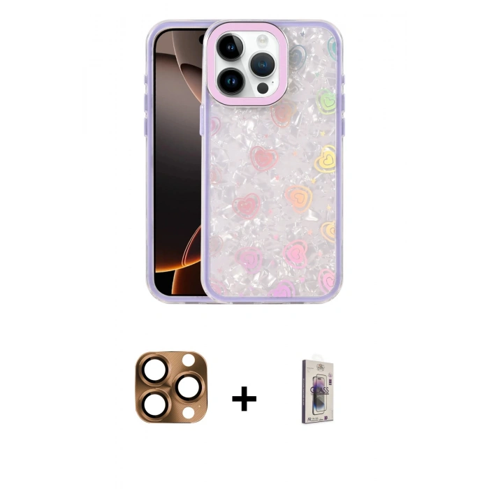 MARSİLYAN™- iPhone 16 Pro Max Kılıf Odak Prime - Siyah Bilvis 3D Cam Ekran Koruyucu + Pers Alüminyum Kamera Lens - CLTM