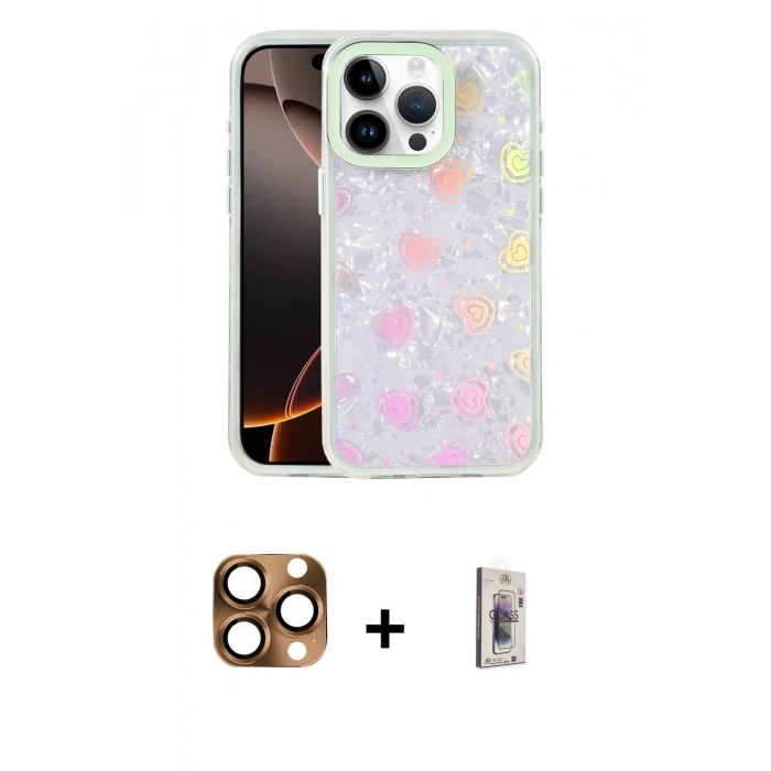 MARSİLYAN™- iPhone 16 Pro Max Kılıf Odak Prime - Siyah Bilvis 3D Cam Ekran Koruyucu + Pers Alüminyum Kamera Lens - CLTM