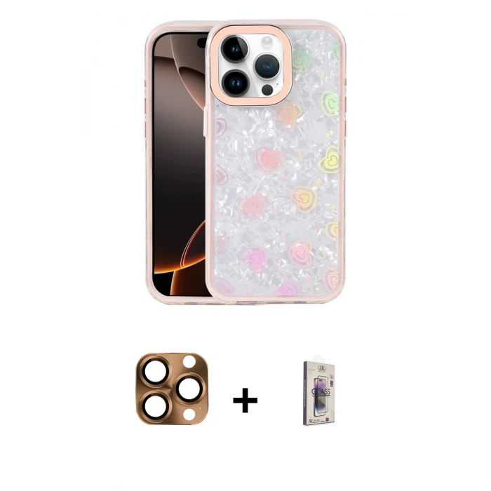 MARSİLYAN™- iPhone 16 Pro Max Kılıf Odak Prime - Siyah Bilvis 3D Cam Ekran Koruyucu + Pers Alüminyum Kamera Lens - CLTM