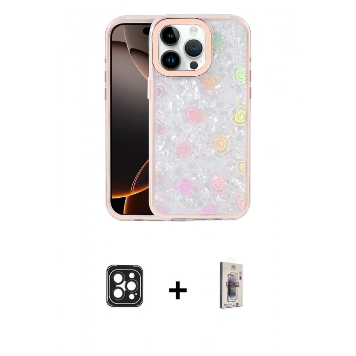 MARSİLYAN™- iPhone 16 Pro Max Kılıf Odak Prime - Siyah Bilvis 3D Cam Ekran Koruyucu + PVD Metal Kamera Lens - SH