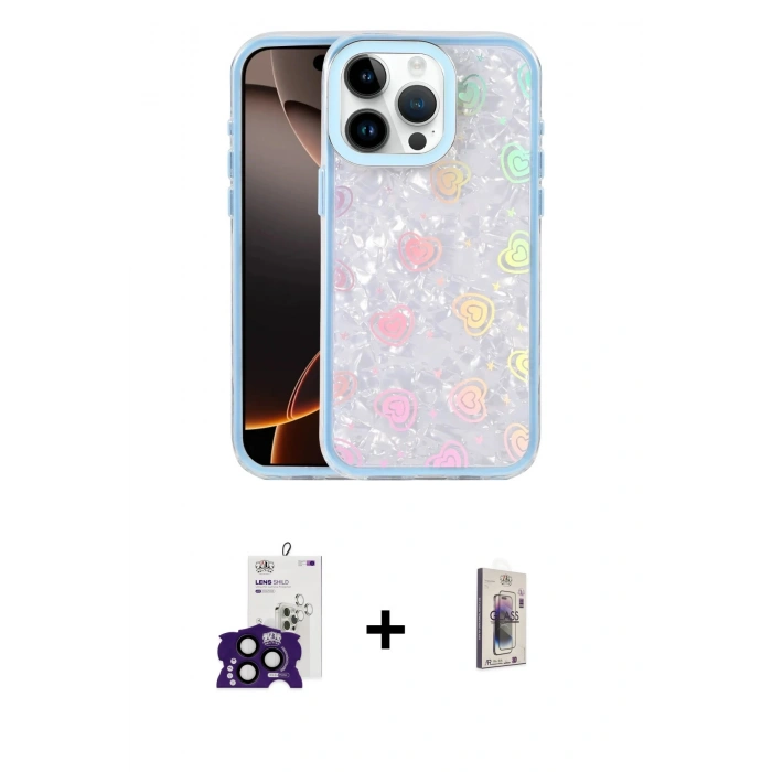 MARSİLYAN™- iPhone 16 Pro Max Kılıf Odak Prime - Siyah Bilvis 3D Cam Ekran Koruyucu + Siyah Bilvis Titan Kamera Lens