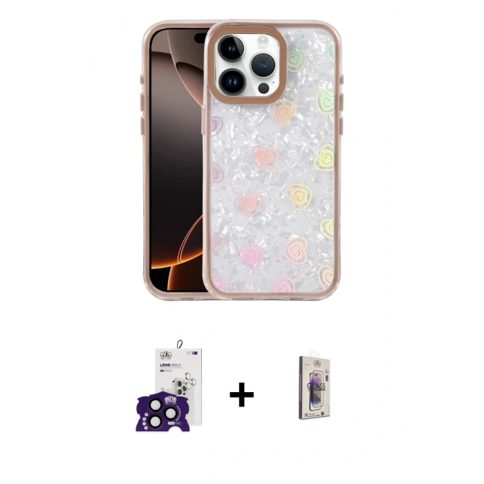 MARSİLYAN™- iPhone 16 Pro Max Kılıf Odak Prime - Siyah Bilvis 3D Cam Ekran Koruyucu + Siyah Bilvis Titan Kamera Lens