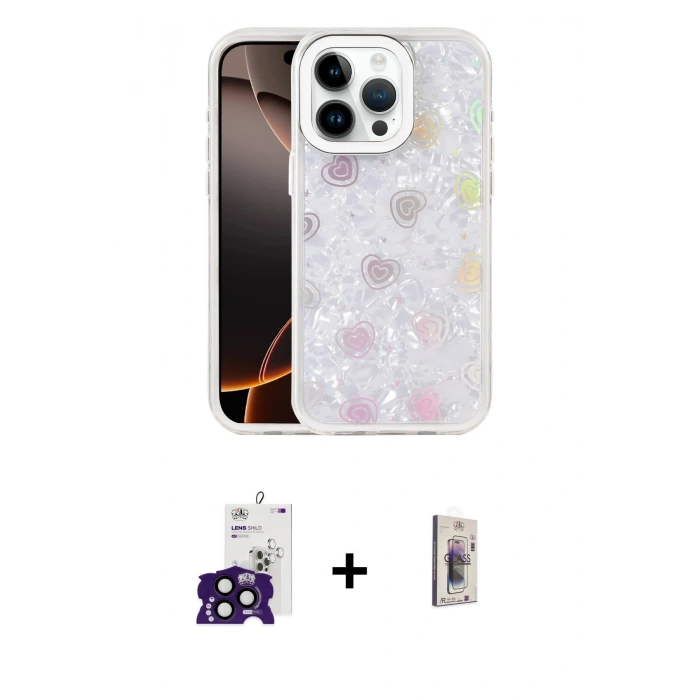 MARSİLYAN™- iPhone 16 Pro Max Kılıf Odak Prime - Siyah Bilvis 3D Cam Ekran Koruyucu + Siyah Bilvis Titan Kamera Lens