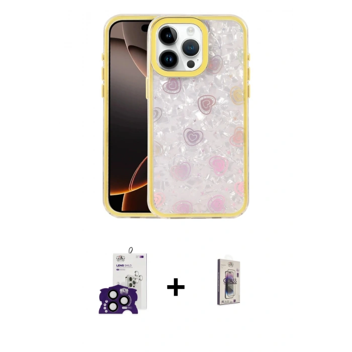 MARSİLYAN™- iPhone 16 Pro Max Kılıf Odak Prime - Siyah Bilvis 3D Cam Ekran Koruyucu + Siyah Bilvis Titan Kamera Lens