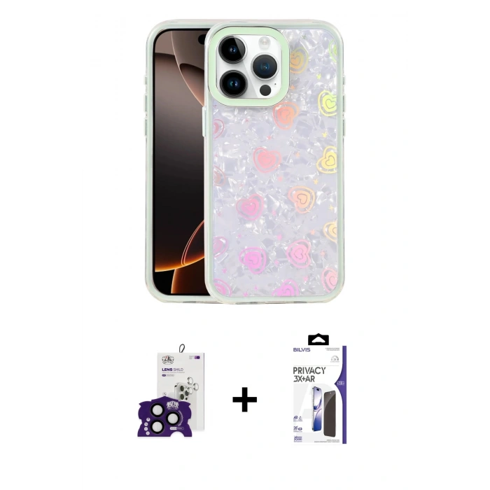 MARSİLYAN™- iPhone 16 Pro Max Kılıf Odak Prime - Siyah Bilvis 3X AR Hayalet Cam Ekran Koruyucu + Bilvis Titan Kamera Lens - SH