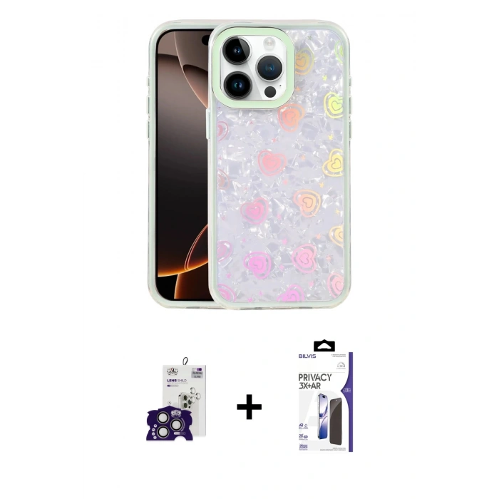 MARSİLYAN™- iPhone 16 Pro Max Kılıf Odak Prime - Siyah Bilvis 3X AR Hayalet Cam Ekran Koruyucu + Bilvis Titan Kamera Lens - TMGI