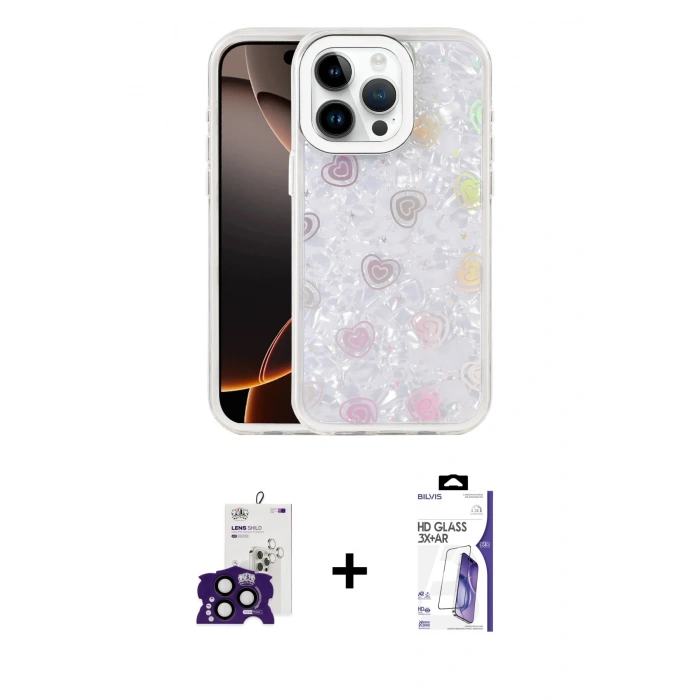 MARSİLYAN™- iPhone 16 Pro Max Kılıf Odak Prime - Siyah Bilvis 3X AR HD Cam Ekran Koruyucu + Bilvis Titan Kamera Lens - SH