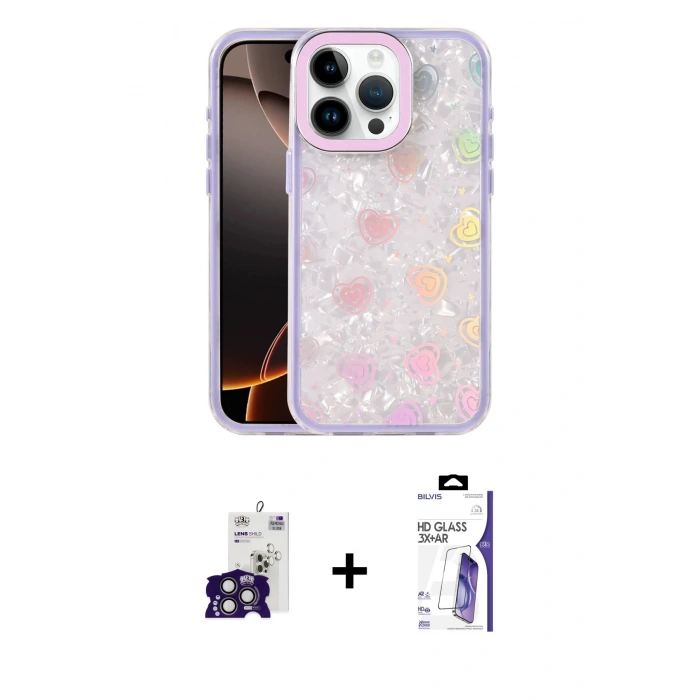 MARSİLYAN™- iPhone 16 Pro Max Kılıf Odak Prime - Siyah Bilvis 3X AR HD Cam Ekran Koruyucu + Bilvis Titan Kamera Lens - TMGI