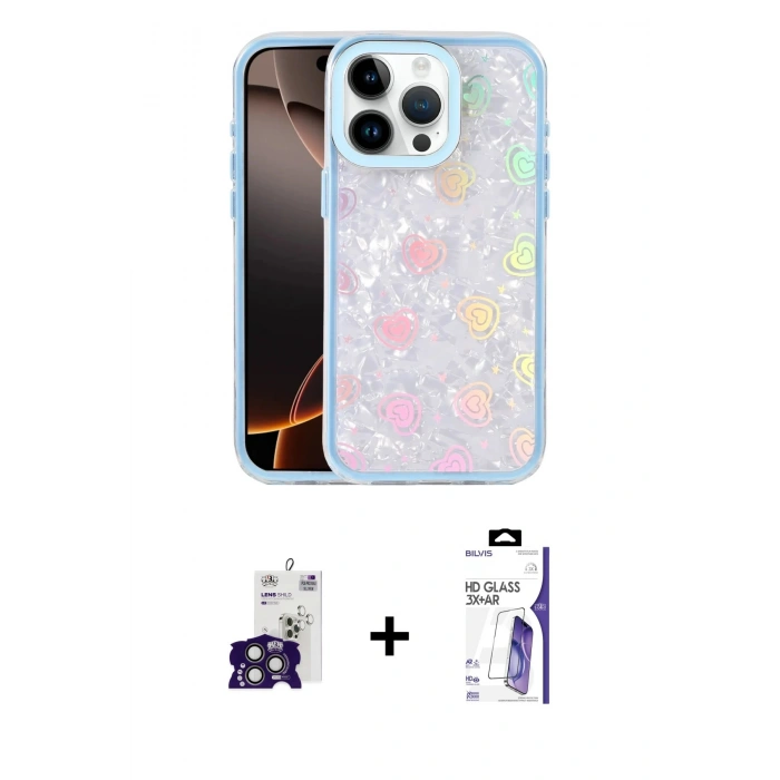 MARSİLYAN™- iPhone 16 Pro Max Kılıf Odak Prime - Siyah Bilvis 3X AR HD Cam Ekran Koruyucu + Bilvis Titan Kamera Lens - TMGI