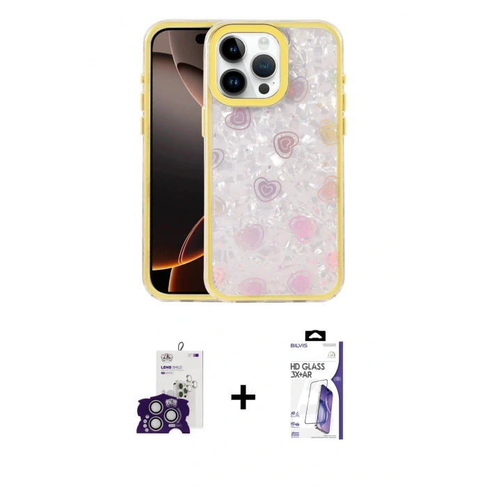 MARSİLYAN™- iPhone 16 Pro Max Kılıf Odak Prime - Siyah Bilvis 3X AR HD Cam Ekran Koruyucu + Bilvis Titan Kamera Lens - GS
