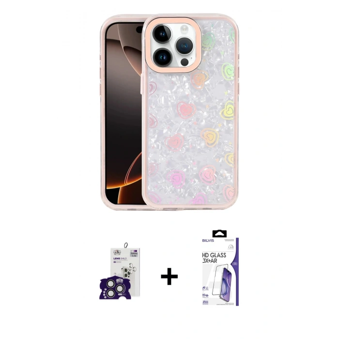 MARSİLYAN™- iPhone 16 Pro Max Kılıf Odak Prime - Siyah Bilvis 3X AR HD Cam Ekran Koruyucu + Bilvis Titan Kamera Lens - TMGI