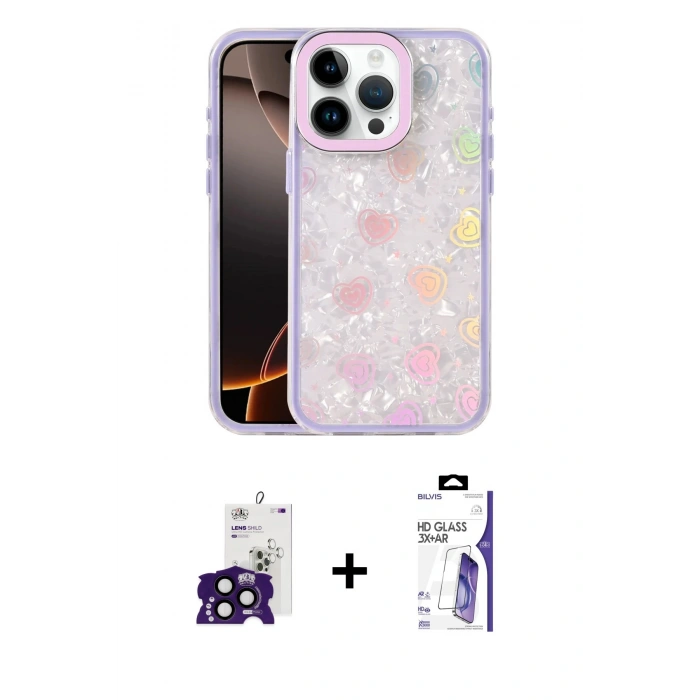 MARSİLYAN™- iPhone 16 Pro Max Kılıf Odak Prime - Siyah Bilvis 3X AR HD Cam Ekran Koruyucu + Bilvis Titan Kamera Lens - SH