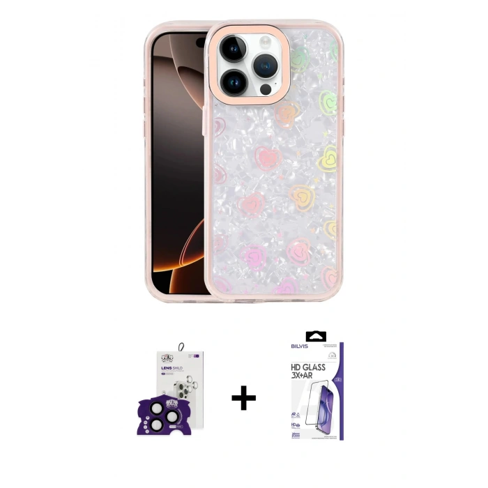 MARSİLYAN™- iPhone 16 Pro Max Kılıf Odak Prime - Siyah Bilvis 3X AR HD Cam Ekran Koruyucu + Bilvis Titan Kamera Lens - SH