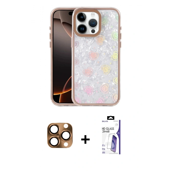 MARSİLYAN™- iPhone 16 Pro Max Kılıf Odak Prime - Siyah Bilvis 3X AR HD Cam Ekran Koruyucu + Pers Alüminyum Kamera Lens - CLTM