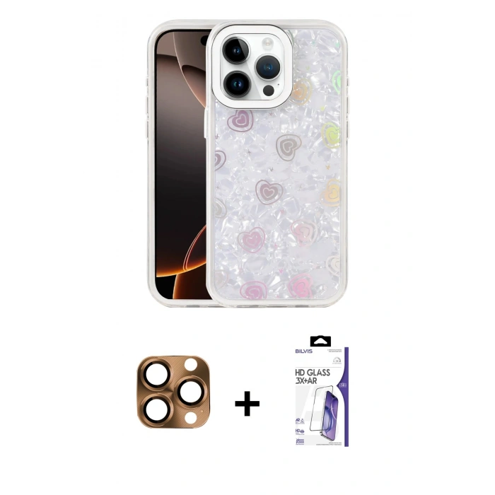 MARSİLYAN™- iPhone 16 Pro Max Kılıf Odak Prime - Siyah Bilvis 3X AR HD Cam Ekran Koruyucu + Pers Alüminyum Kamera Lens - CLTM