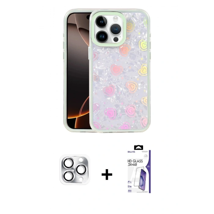 MARSİLYAN™- iPhone 16 Pro Max Kılıf Odak Prime - Siyah Bilvis 3X AR HD Cam Ekran Koruyucu + Pers Alüminyum Kamera Lens - GS