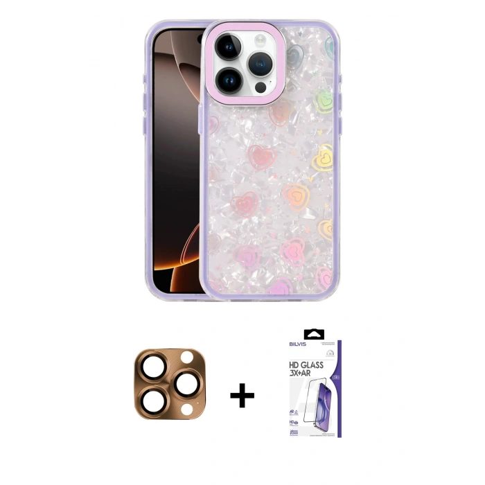 MARSİLYAN™- iPhone 16 Pro Max Kılıf Odak Prime - Siyah Bilvis 3X AR HD Cam Ekran Koruyucu + Pers Alüminyum Kamera Lens - CLTM