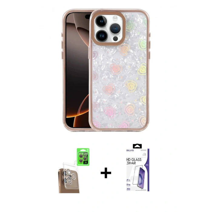 MARSİLYAN™- iPhone 16 Pro Max Kılıf Odak Prime - Siyah Bilvis 3X AR HD Cam Ekran Koruyucu + Raze Metal Kamera Lens - CLTM