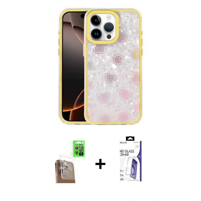 MARSİLYAN™- iPhone 16 Pro Max Kılıf Odak Prime - Siyah Bilvis 3X AR HD Cam Ekran Koruyucu + Raze Metal Kamera Lens - CLTM