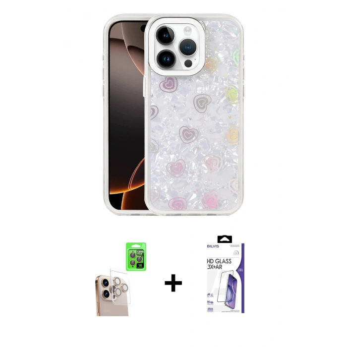MARSİLYAN™- iPhone 16 Pro Max Kılıf Odak Prime - Siyah Bilvis 3X AR HD Cam Ekran Koruyucu + Raze Metal Kamera Lens - NLGY