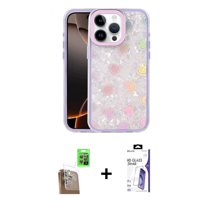 MARSİLYAN™- iPhone 16 Pro Max Kılıf Odak Prime - Siyah Bilvis 3X AR HD Cam Ekran Koruyucu + Raze Metal Kamera Lens - CLTM