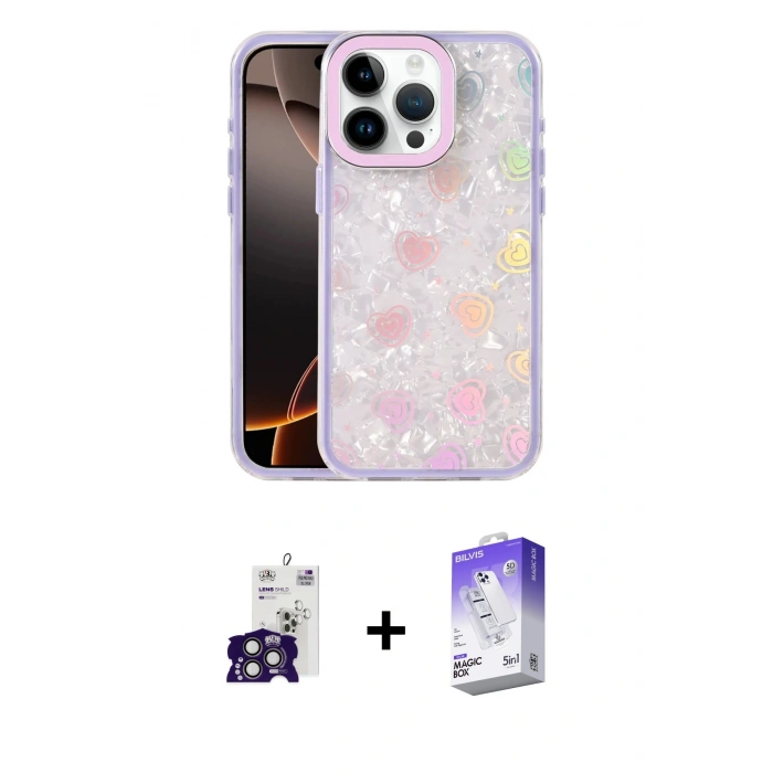 MARSİLYAN™- iPhone 16 Pro Max Kılıf Odak Prime - Siyah Bilvis 5in1 3D Magic Cam Ekran Koruyucu + Bilvis Titan Kamera Lens - TMGI