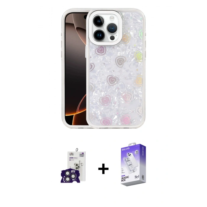 MARSİLYAN™- iPhone 16 Pro Max Kılıf Odak Prime - Siyah Bilvis 5in1 3D Magic Cam Ekran Koruyucu + Bilvis Titan Kamera Lens - TMGI