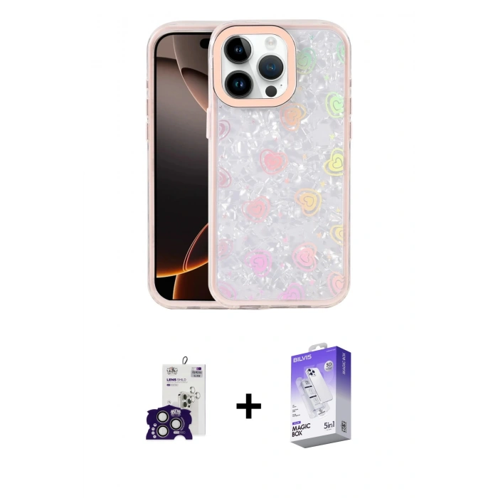 MARSİLYAN™- iPhone 16 Pro Max Kılıf Odak Prime - Siyah Bilvis 5in1 3D Magic Cam Ekran Koruyucu + Bilvis Titan Kamera Lens - TMGI