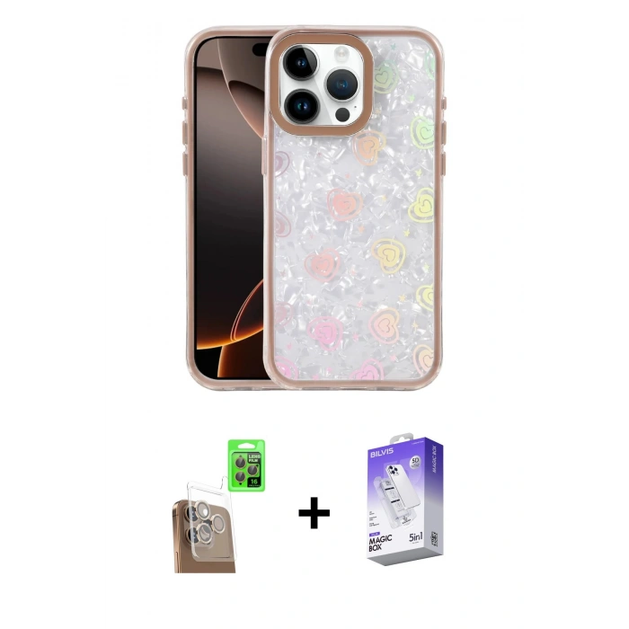 MARSİLYAN™- iPhone 16 Pro Max Kılıf Odak Prime - Siyah Bilvis 5in1 3D Magic Cam Ekran Koruyucu + Raze Metal Kamera Lens - CLTM